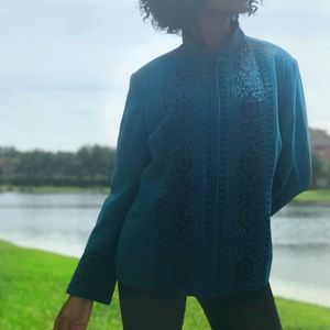 Embroidered Deep Blue Blazer